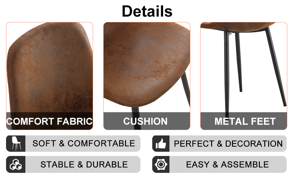 A Modern And Practical Circular Dining Table. Made Of Mdf Tabletop And Wooden Mdf Table Legs. A Set Of 6 Brown Cushioned Chairs.Ct B0501A Natural Wood Mdf
