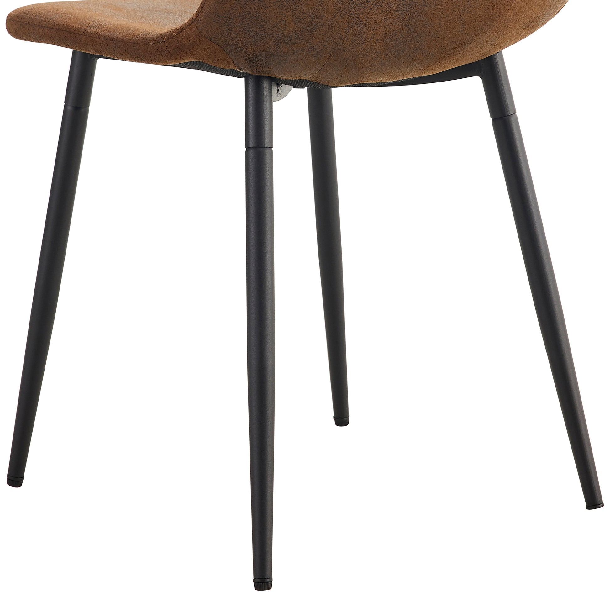 A Modern And Practical Circular Dining Table. Made Of Mdf Tabletop And Wooden Mdf Table Legs. A Set Of 6 Brown Cushioned Chairs.Ct 403B0501A Natural Wood Mdf