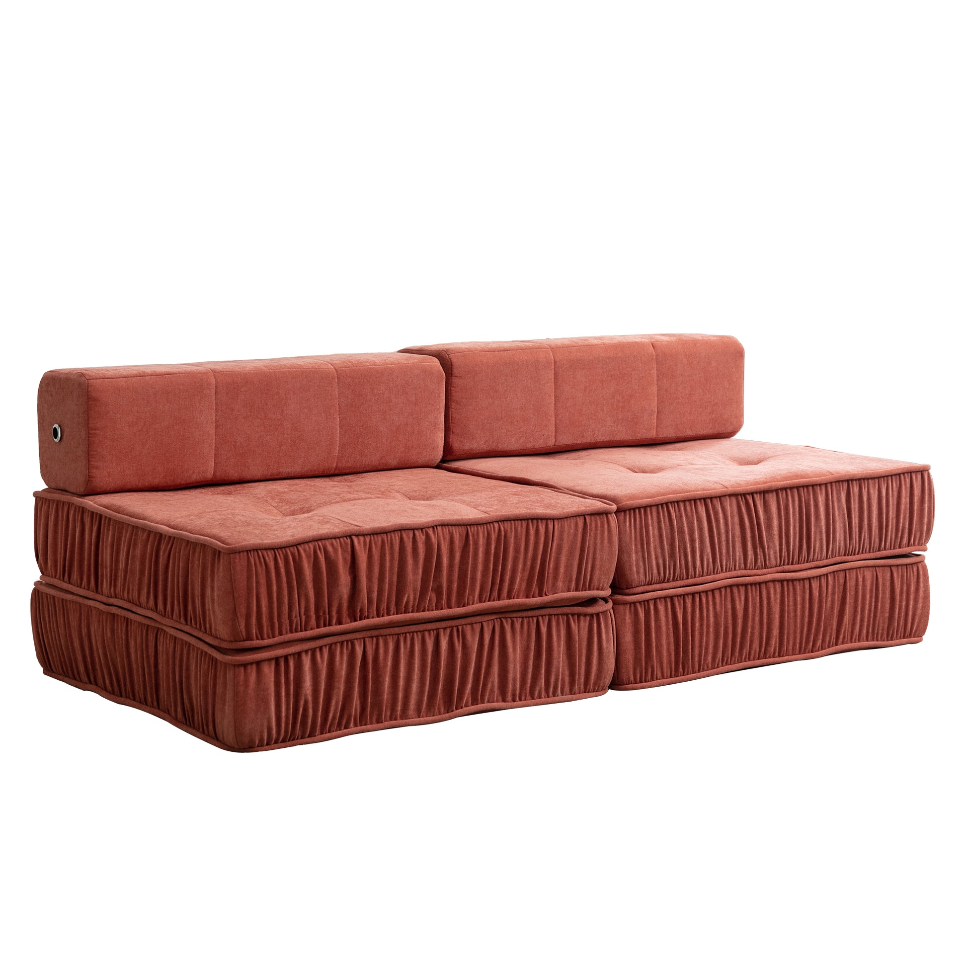 Folding Sofa Bed, Futon Sleeper Chair, Convertible Chair Floor Couch & Sleeping Mattress For Living Room, Guest Room, Home Office, Apartment, Small Space, Bed, Removable Back Cushion, Orange, 1 Seat Orange Chenille Primary Living Space Pillow Back Soft