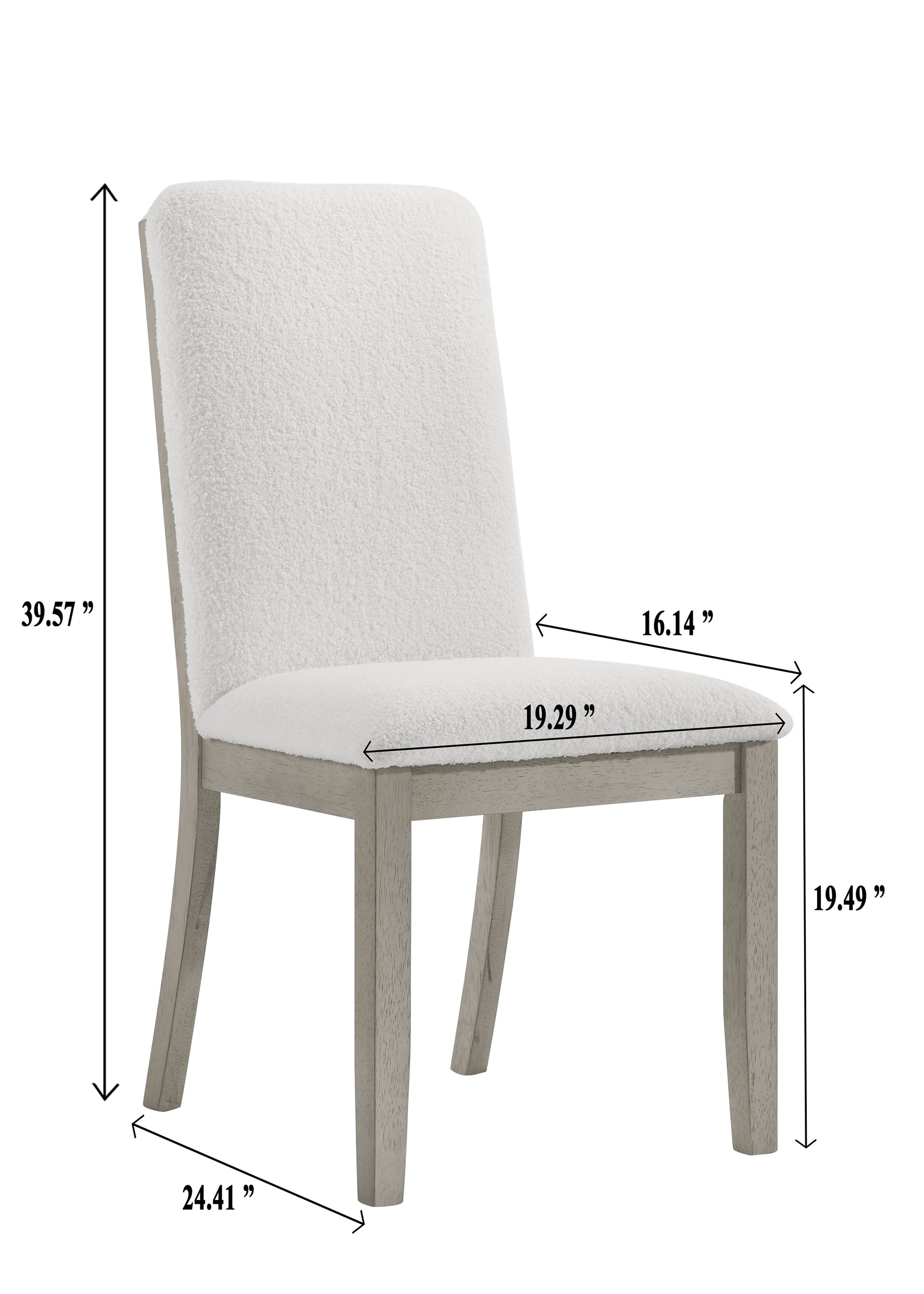 2Pc Gray Finish Side Chair White Fabric Upholstered Seat Contemporary Transitional Style Dining Room Wooden Furniture Antique Gray Gray Contemporary,Transitional Side Chair Wood