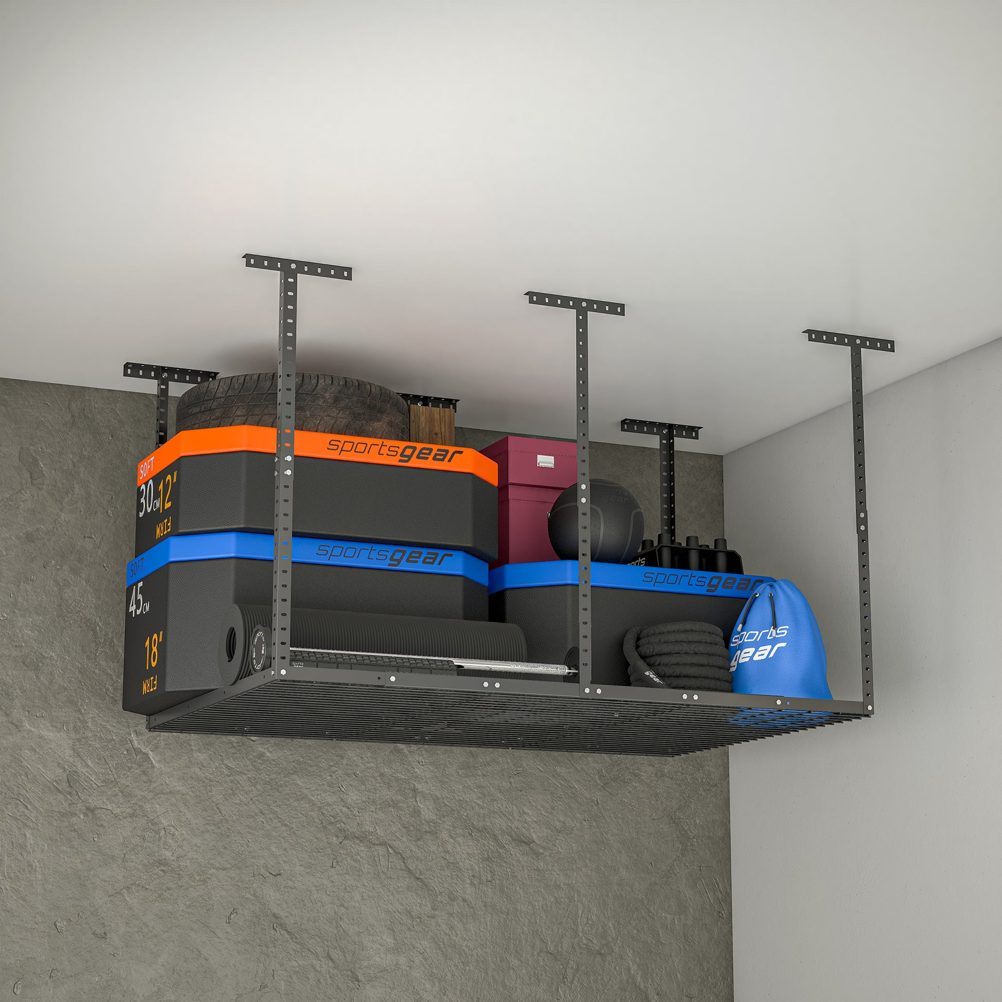 4x6ft Overhead Garage Storage Rack,Adjustable Garage black-metal