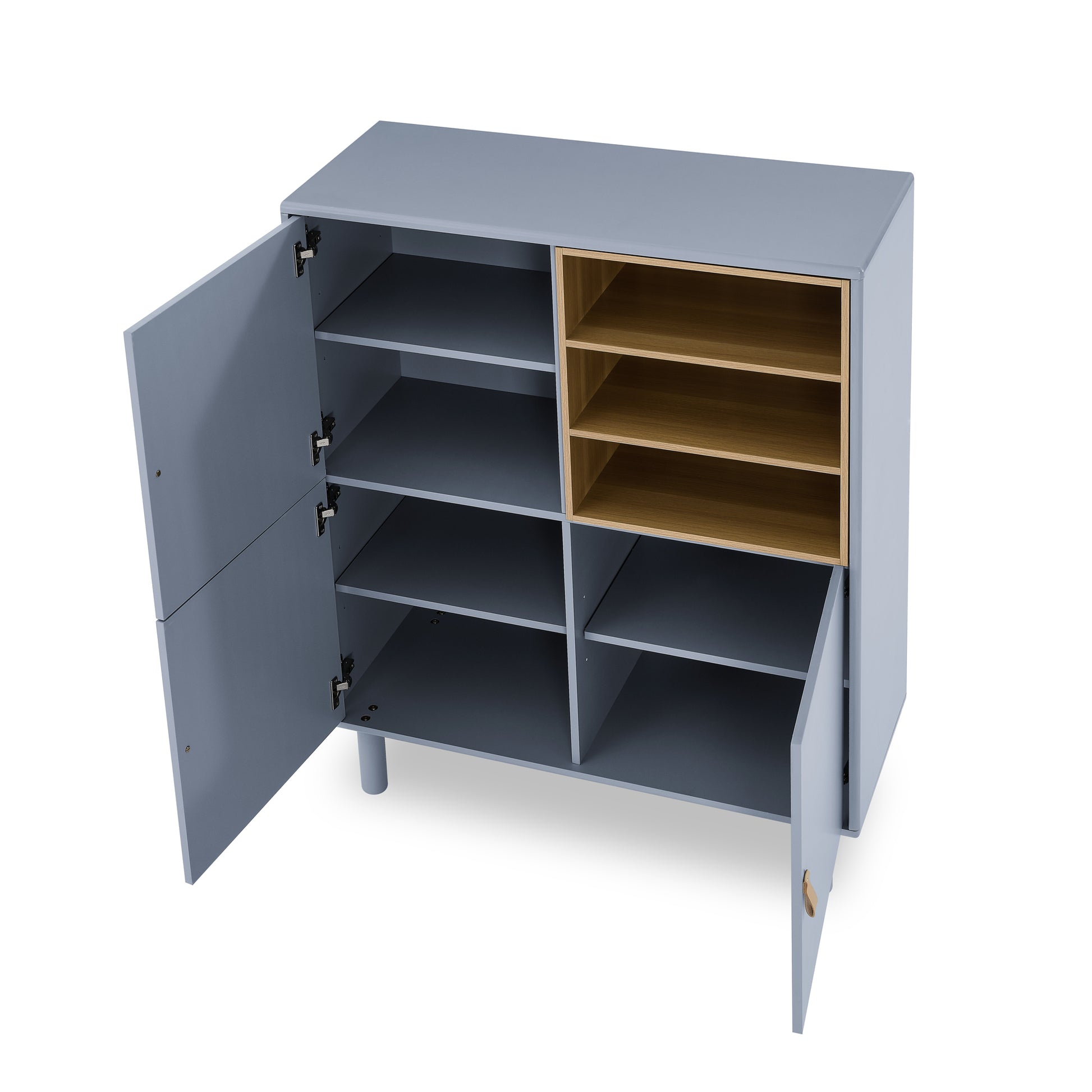 Storage Cabinet With Door, Multifunctional Storage Cabinet, Modern Sideboard Cabinet, Wooden Storage Cabinet, Leather Handle Drawer Cabinet, Home Storage Cabinet, Office Cabinet Blue Solid Wood Mdf