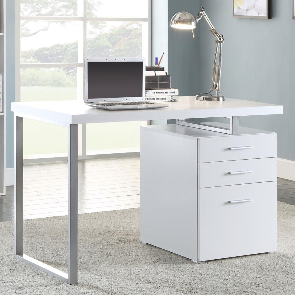 Writing Desk With 3 Drawers In White White Writting Desk Office Drawers Particle Board Mdf