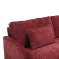 Coolmore Mid Century Modern Chenille Fabric Loveseat Sofa, 2 Seat Upholstered Loveseat Sofa Modern Couch For Living Room,Brown Wood Feet Sofa For Bedroom, Reading Wine Red Chenille Wine Red Chenille 2 Seat
