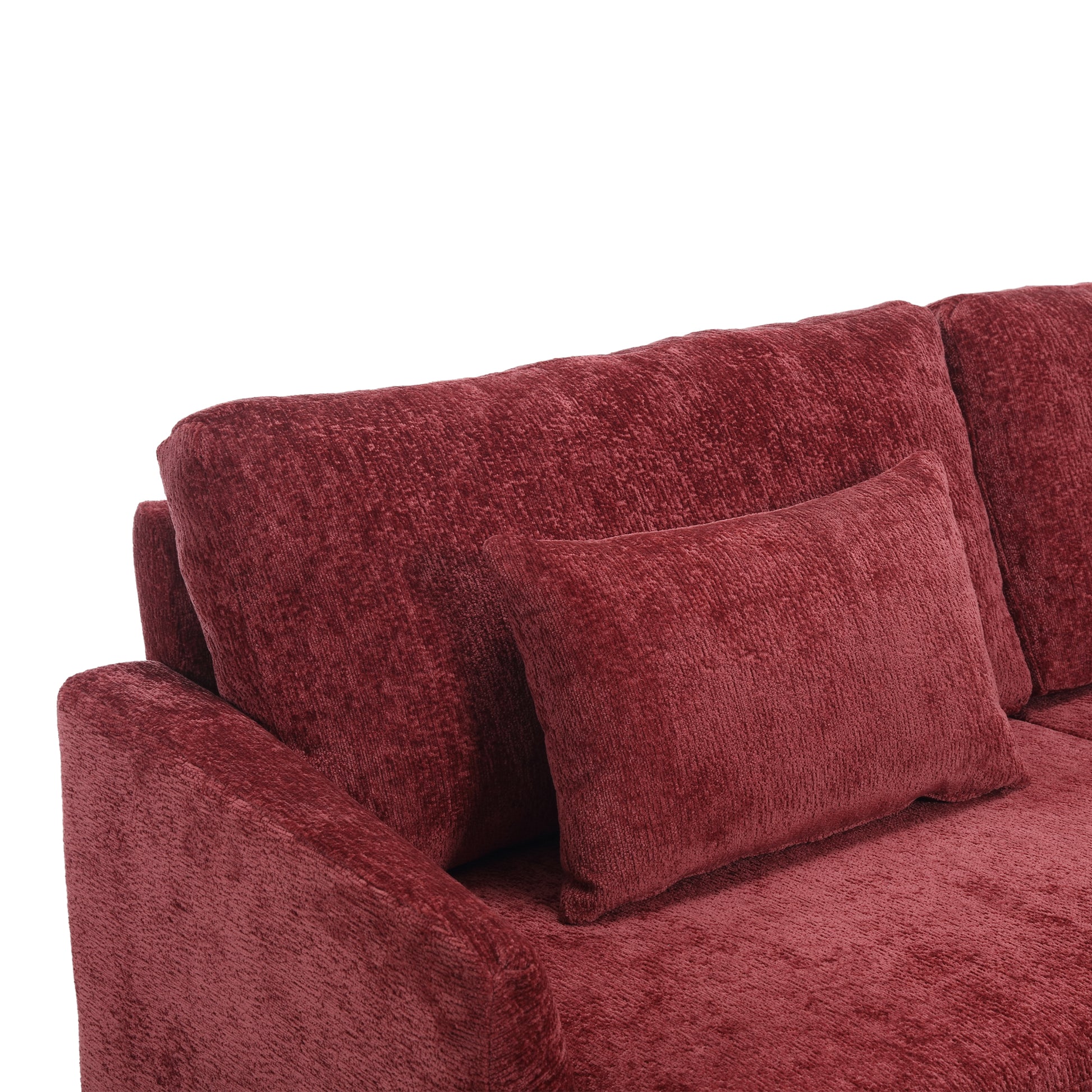 Coolmore Mid Century Modern Chenille Fabric Loveseat Sofa, 2 Seat Upholstered Loveseat Sofa Modern Couch For Living Room,Brown Wood Feet Sofa For Bedroom, Reading Wine Red Chenille Wine Red Chenille 2 Seat