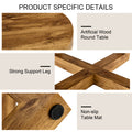 A Modern And Practical Circular Dining Table. Made Of Mdf Tabletop And Wooden Mdf Table Legs.A Set Of 4 Brown Cushioned Chairs In A Modern Medieval Style Restaurant. Ct 403B0502A Natural Wood Mdf