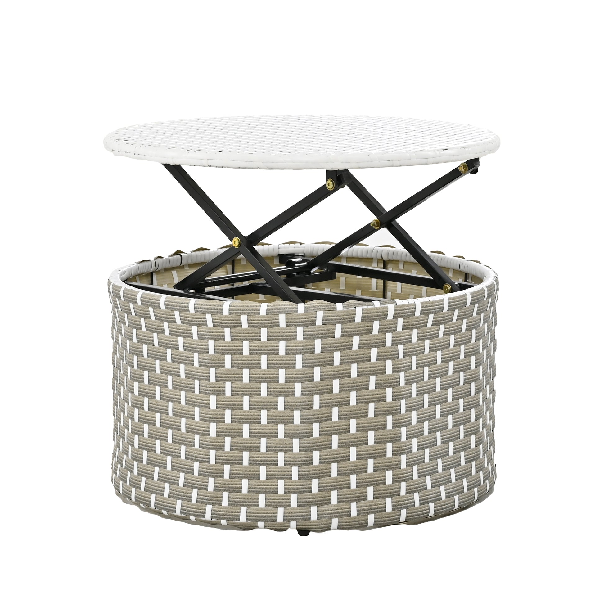 Patio Furniture Round Outdoor Sectional Sofa Set Rattan Daybed Two Tone Weave Sunbed With Retractable Canopy, Separate Seating And Removable Cushion, Gray Yes Sectional Gray Weather Resistant Frame Water Resistant Cushion Garden & Outdoor Luxury