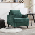 Coolmore Wood Frame Armchair, Modern Accent Chair Lounge Chair For Living Room,Tufted Club Chair, Mid Century Modern Arm Chairs With Studded, Solid Wood Frame, For Bedroom, Reading Emerald Chenille Emerald Modern Chenille 1 Seat