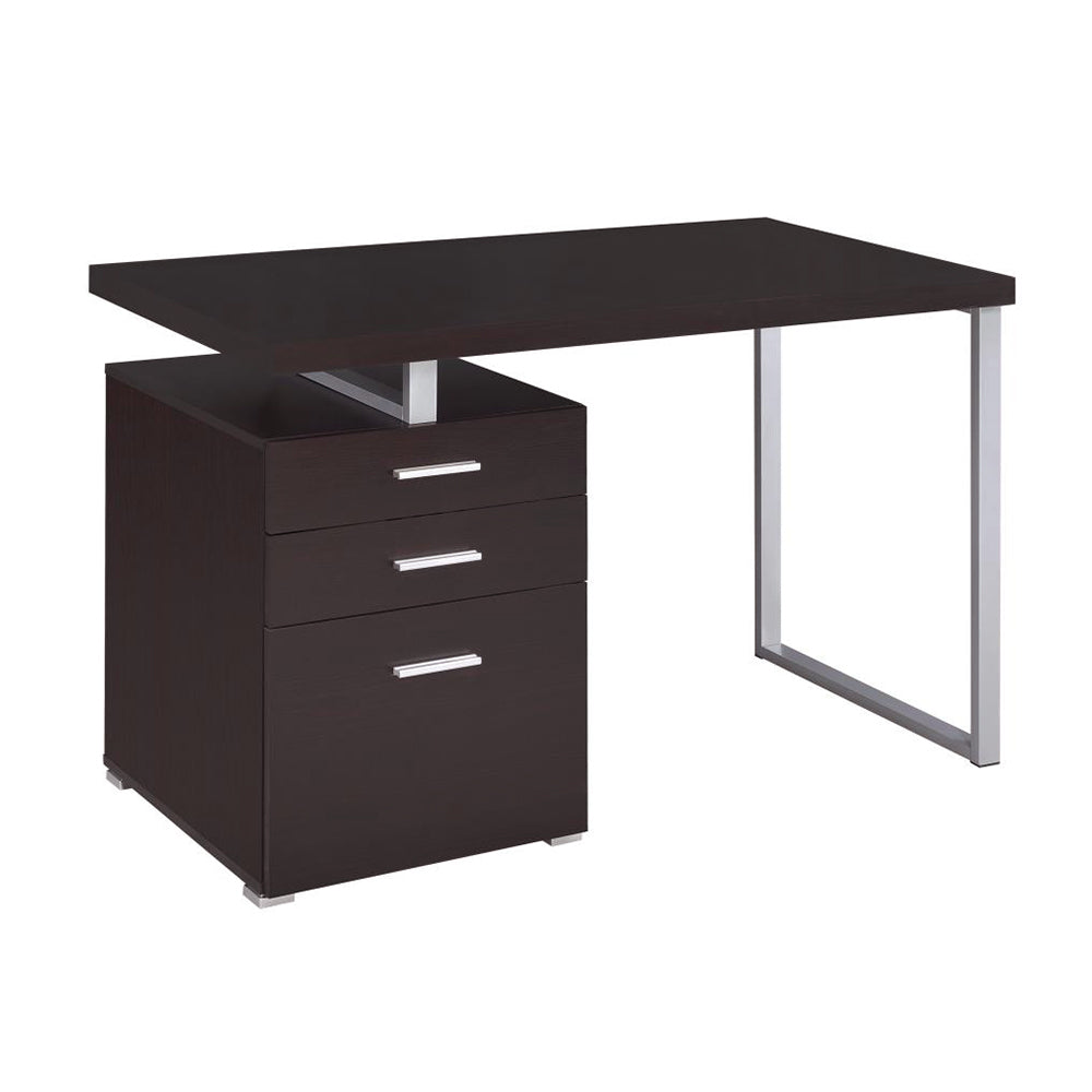 3 Drawer Office Desk in Cappuccino Finish cappuccino-office-rectangular-drawers-particle