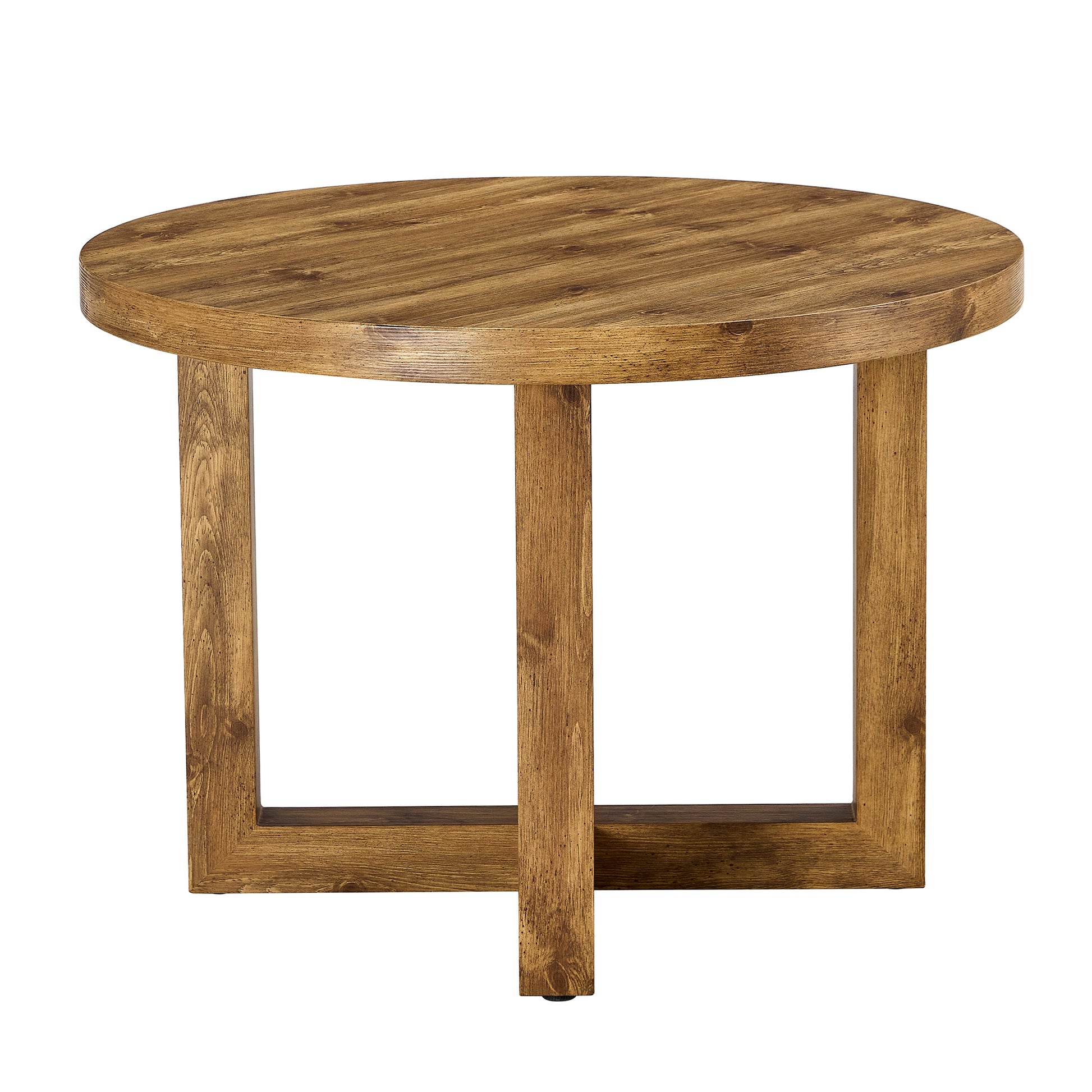 A Modern And Practical Circular Dining Table. Made Of Mdf Tabletop And Wooden Mdf Table Legs.A Set Of 4 Brown Cushioned Chairs In A Modern Medieval Style Restaurant. Ct 403B0502A Natural Wood Mdf