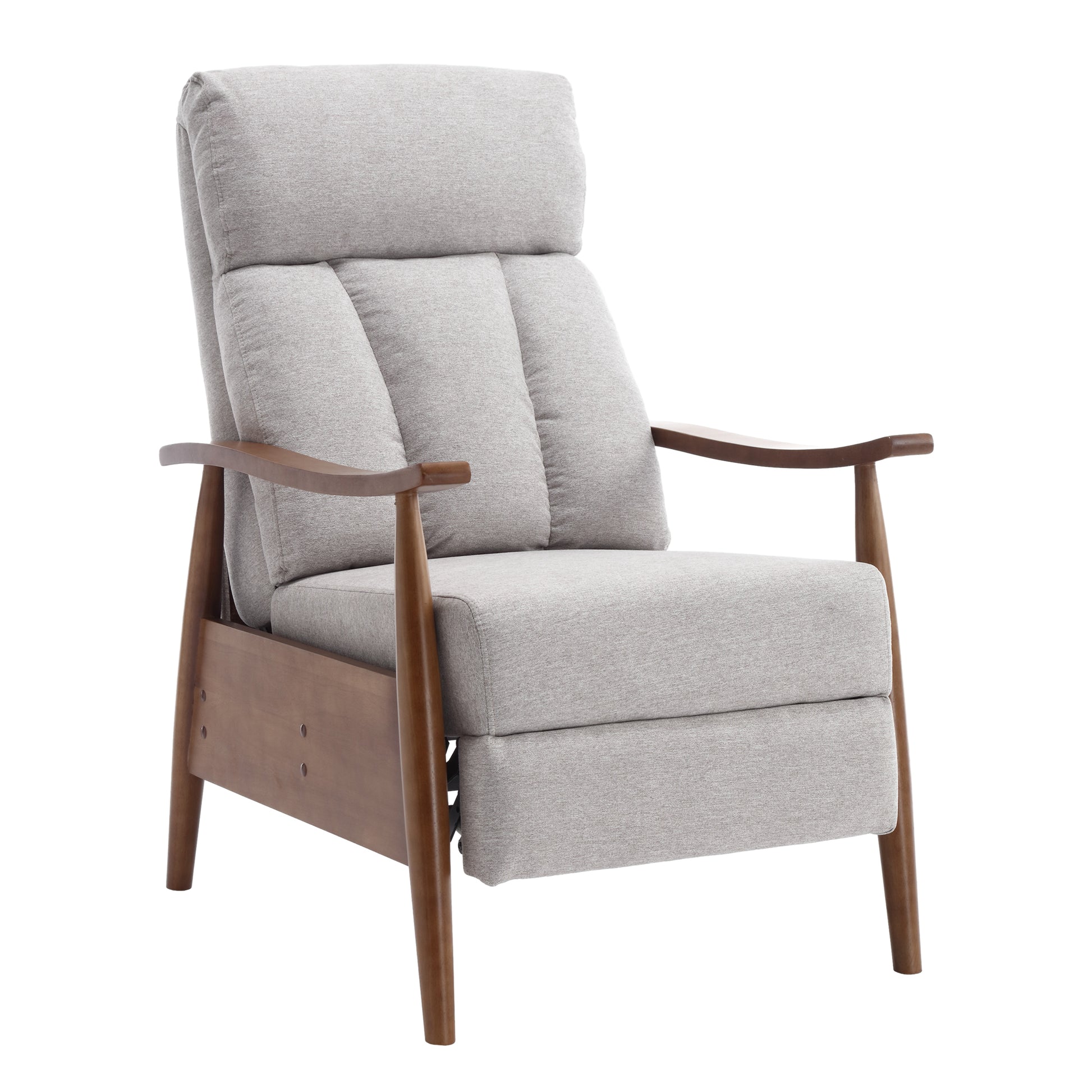 Coolmore Wood Frame Armchair, Modern Accent Chair Lounge Chair For Living Room Light Gray Linen