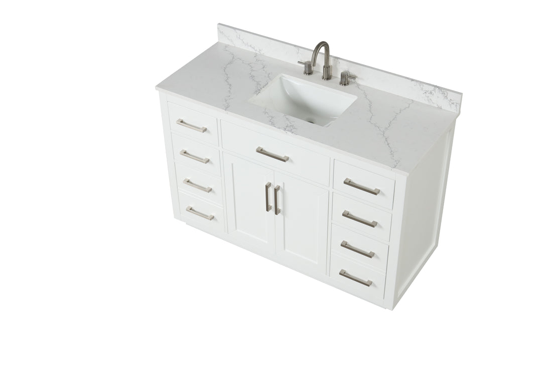 54" Bathroom Vanity with Sink, Modern Bathroom Vanity white-bathroom-modern-solid wood
