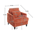 Coolmore Wood Frame Armchair, Modern Accent Chair Lounge Chair For Living Room,Tufted Club Chair, Mid Century Modern Arm Chairs With Studded, Solid Wood Frame, For Bedroom, Reading Orange Chenille