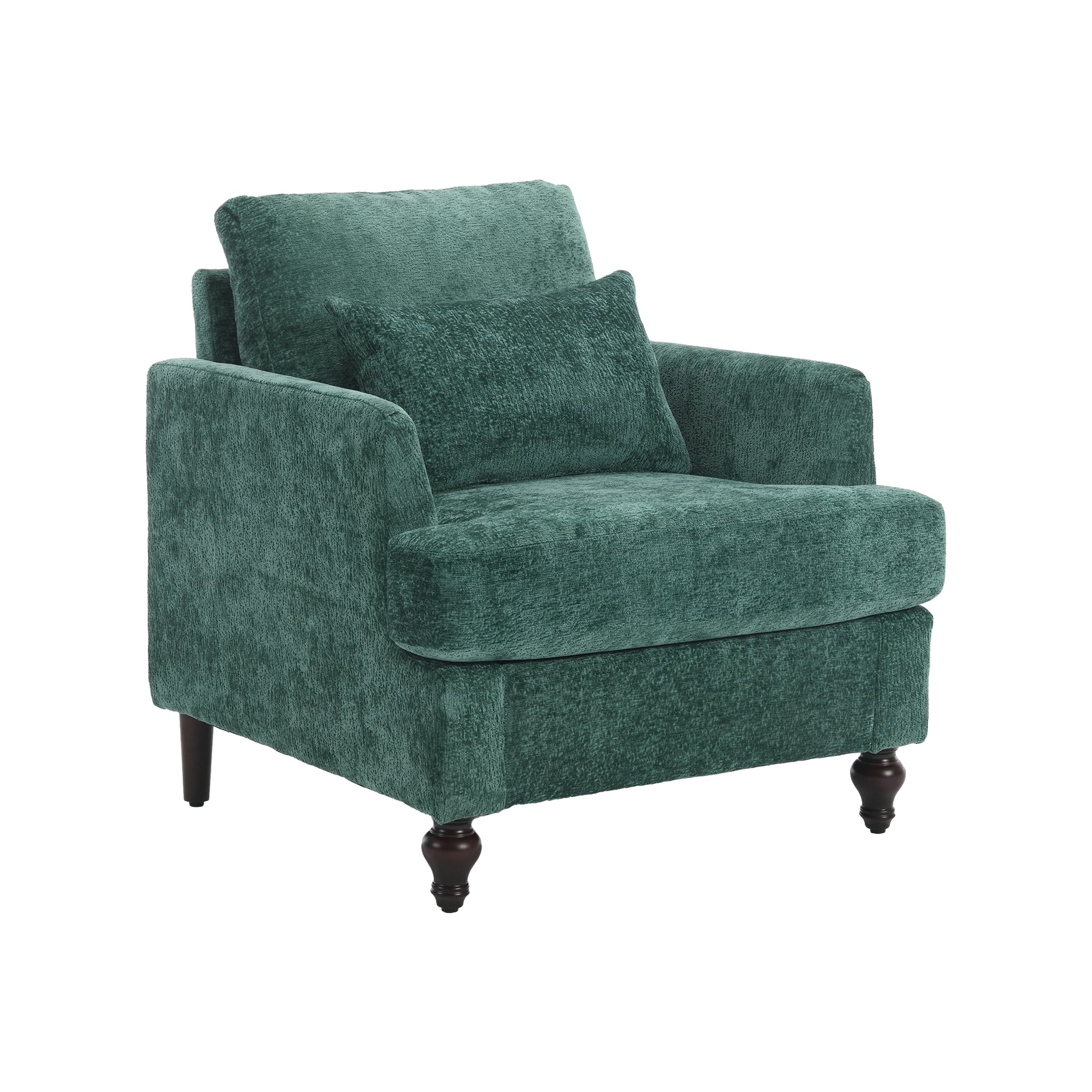 Coolmore Wood Frame Armchair, Modern Accent Chair Lounge Chair For Living Room,Tufted Club Chair, Mid Century Modern Arm Chairs With Studded, Solid Wood Frame, For Bedroom, Reading Emerald Chenille Emerald Modern Chenille 1 Seat