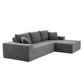 L Shape Sectional Sofa Corduroy Couches Modular Sectional Living Room Sofa Set Upholstered Sleeper Sofa For Living Room, Bedroom, Salon,.Grey Gray Corduroy 3 Seat