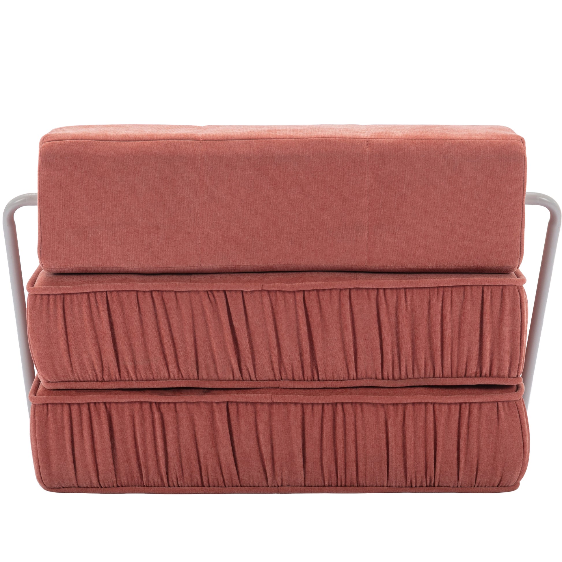 Folding Sofa Bed, Futon Sleeper Chair, Convertible Chair Floor Couch & Sleeping Mattress For Living Room, Guest Room, Home Office, Apartment, Small Space, Bed, Removable Back Cushion, Orange, 1 Seat Orange Chenille Primary Living Space Pillow Back Soft