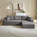 L Shape Sectional Sofa Corduroy Couches Modular Sectional Living Room Sofa Set Upholstered Sleeper Sofa For Living Room, Bedroom, Salon,.Grey Gray Corduroy 3 Seat