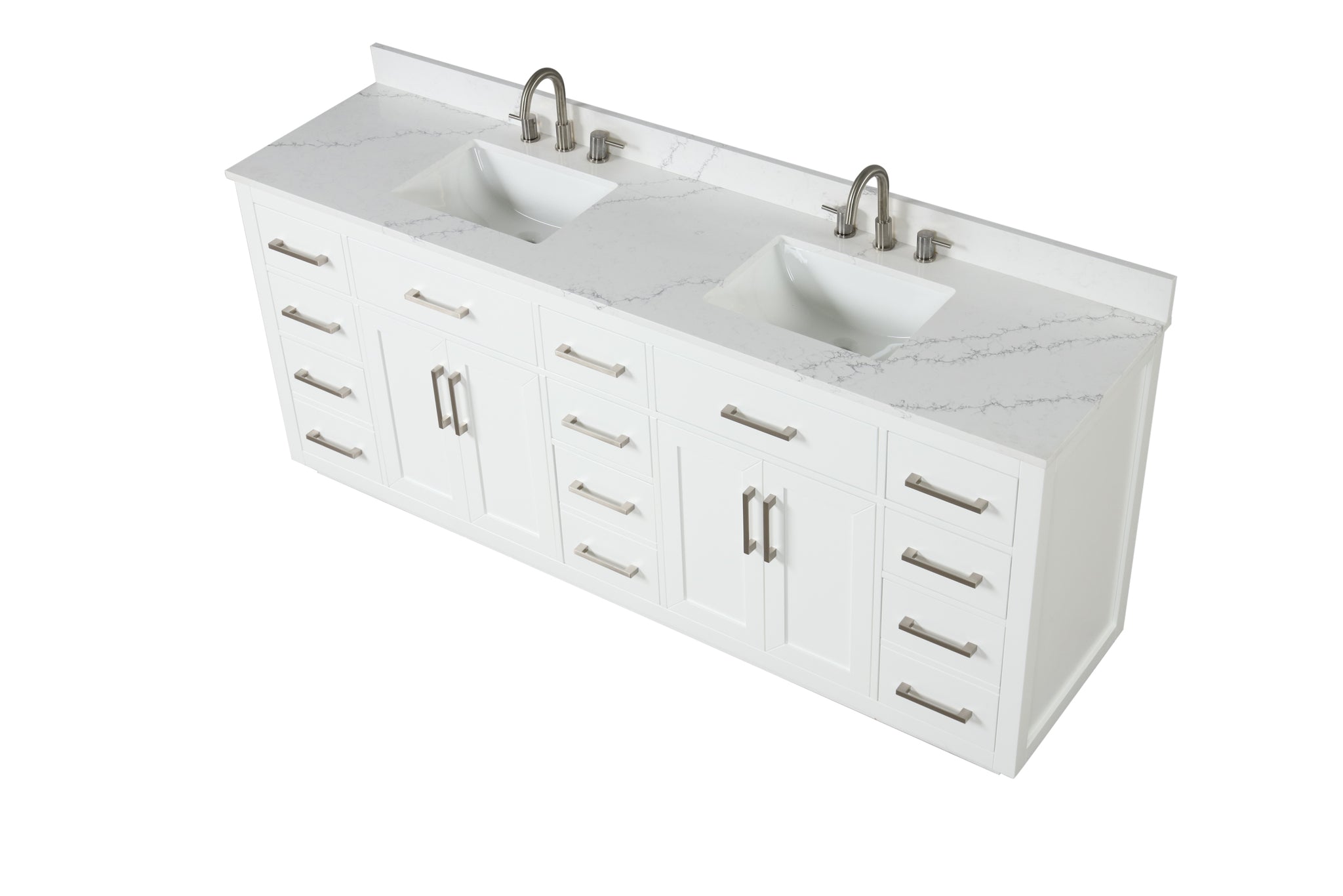 84" Bathroom Vanity with Double Sink, Modern Bathroom white-bathroom-modern-solid wood