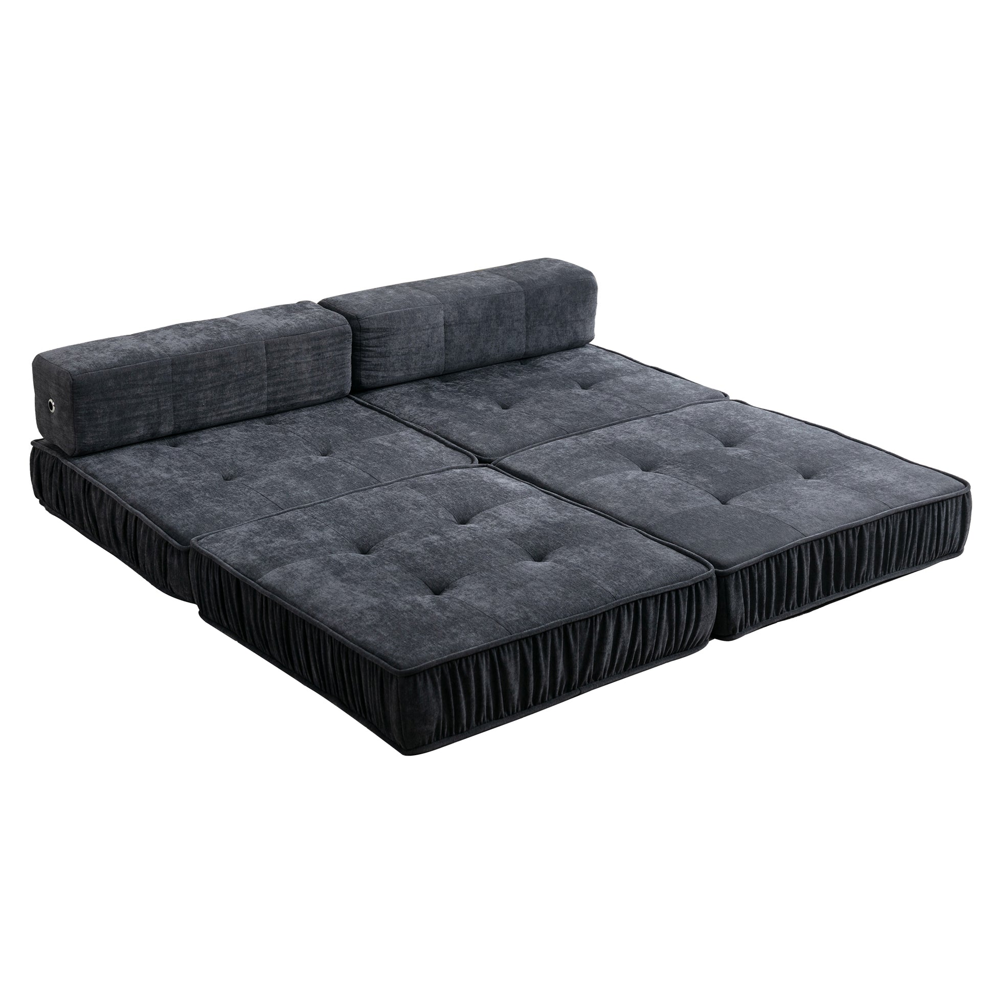 Folding Sofa Bed, Futon Sleeper Chair, Convertible Chair Floor Couch & Sleeping Mattress For Living Room, Guest Room, Home Office, Apartment, Small Space, Bed, Removable Back Cushion, Grey, 1 Seat Grey Chenille Primary Living Space Pillow Back Soft