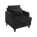 Coolmore Wood Frame Armchair, Modern Accent Chair Lounge Chair For Living Room,Tufted Club Chair, Mid Century Modern Arm Chairs With Studded, Solid Wood Frame, For Bedroom, Reading Black Chenille Black Chenille