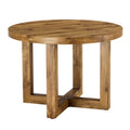 A Modern And Practical Circular Dining Table. Made Of Mdf Tabletop And Wooden Mdf Table Legs. A Set Of 6 Brown Cushioned Chairs.Ct B0501A Natural Wood Mdf