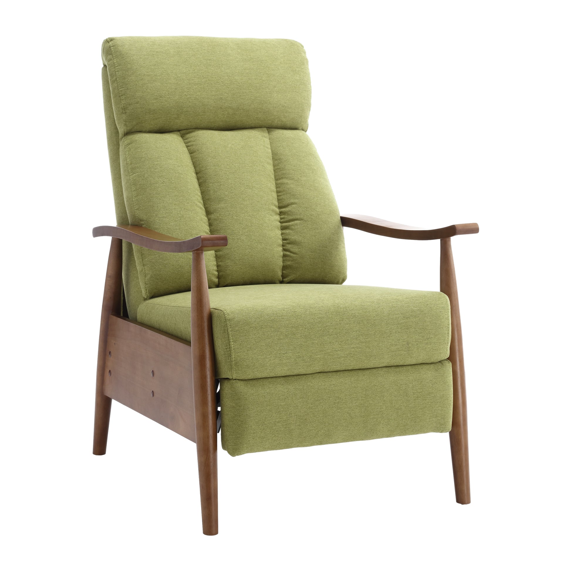 Coolmore Wood Frame Armchair, Modern Accent Chair Lounge Chair For Living Room Olive Green Linen