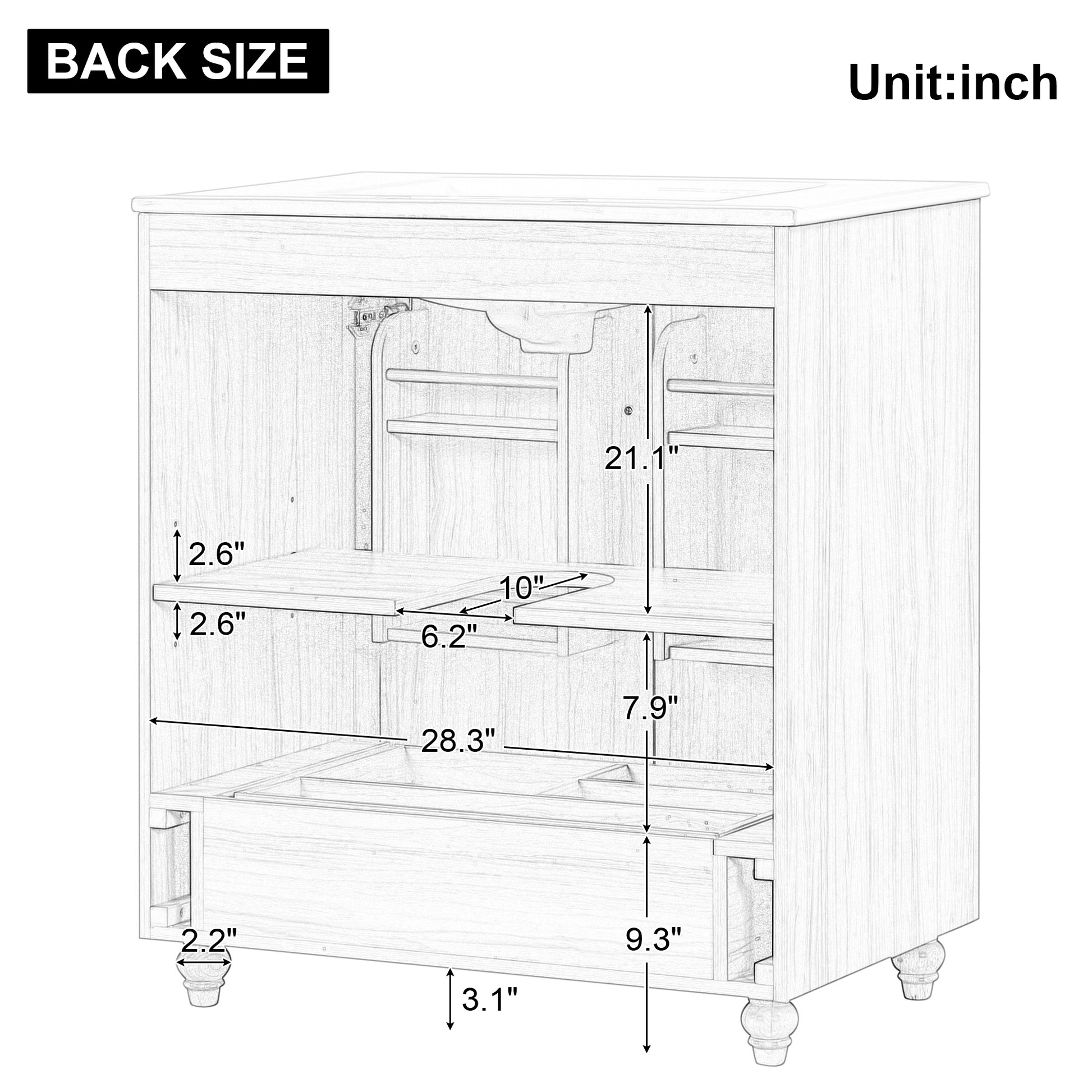 30" Bathroom Vanity With Sink Combo, Multi Functional Bathroom Cabinet With Doors And Drawer, Mdf Board, Natural Natural Solid Wood Mdf