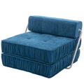 Folding Sofa Bed, Futon Sleeper Chair, Convertible Chair Floor Couch & Sleeping Mattress For Living Room, Guest Room, Home Office, Apartment, Small Space, Bed, Removable Back Cushion, Blue, 1 Seat Blue Chenille Primary Living Space Pillow Back Soft