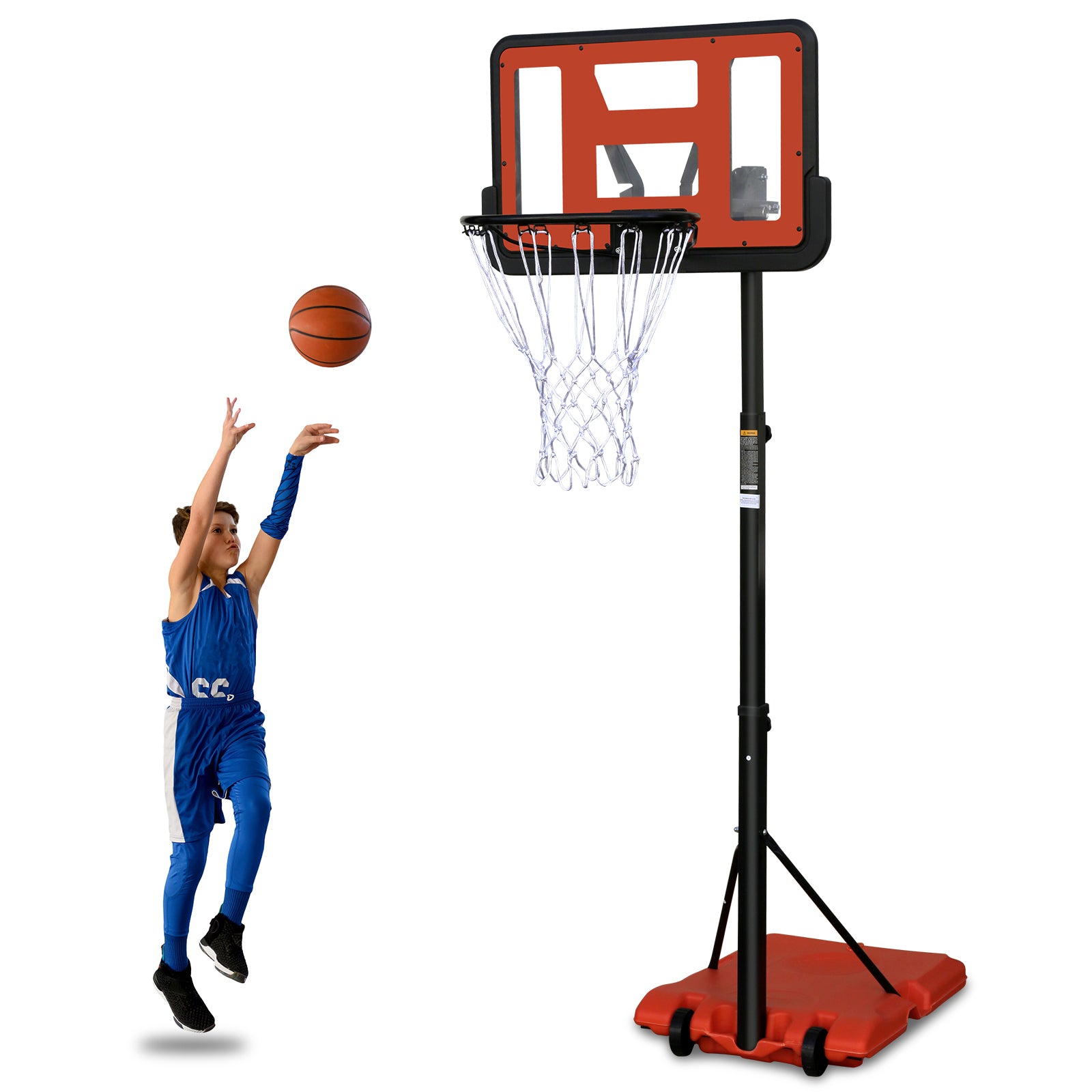 Use For Outdoor Height Adjustable 4.8 To 7.7Ft Basketball Hoop 44 Inch Backboard Portable Basketball Goal System With Stable Base And Wheels Balls Sports Transparent Garden & Outdoor Sporty Iron