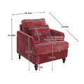 Coolmore Wood Frame Armchair, Modern Accent Chair Lounge Chair For Living Room,Tufted Club Chair, Mid Century Modern Arm Chairs With Studded, Solid Wood Frame, For Bedroom, Reading Wine Red Chenille Wine Red Chenille 1 Seat