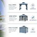 10*10Ft Patic Gazebo,Alu Gazebo With Steel Canopy,Outdoor Permanent Hardtop Gazebo Canopy For Patio, Garden, Backyard Gray Aluminium