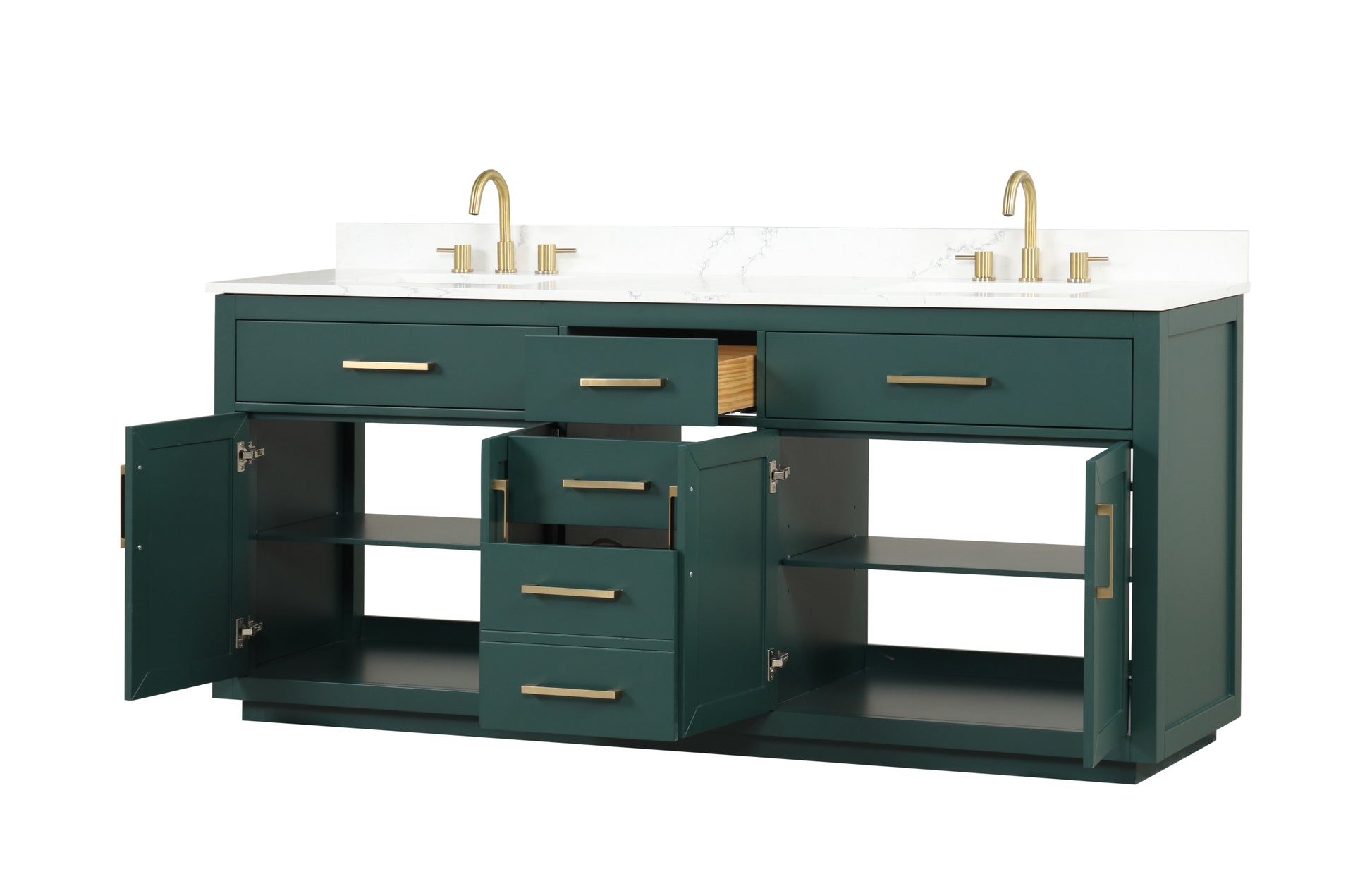 80" Bathroom Vanity With Double Sink, Freestanding Modern Bathroom Vanity With Soft Close Cabinet And 3 Drawers, Solid Wood Bathroom Storage Cabinet With Quartz Countertop, Green Green Bathroom Modern Solid Wood