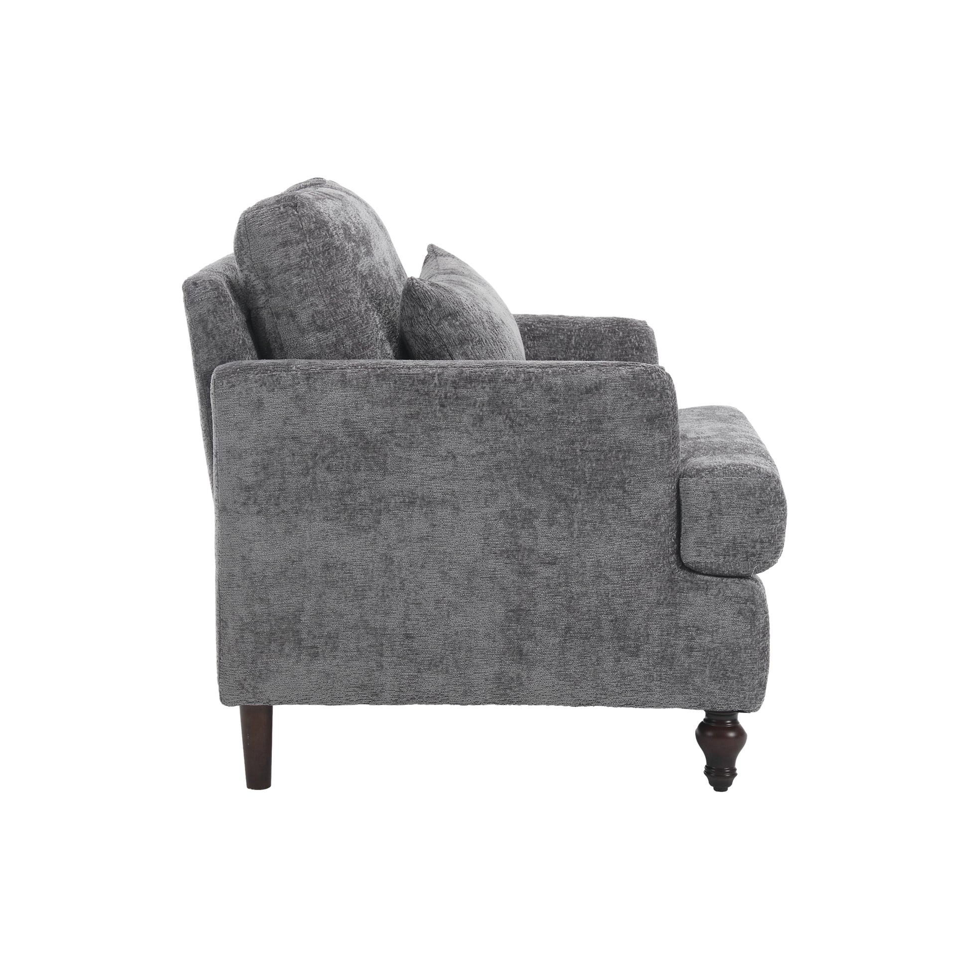 Coolmore Wood Frame Armchair, Modern Accent Chair Lounge Chair For Living Room,Tufted Club Chair, Mid Century Modern Arm Chairs With Studded, Solid Wood Frame, For Bedroom, Reading Gray Chenille Gray Chenille 1 Seat