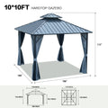 10*10Ft Patic Gazebo,Alu Gazebo With Steel Canopy,Outdoor Permanent Hardtop Gazebo Canopy For Patio, Garden, Backyard Gray Aluminium