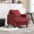 Coolmore Wood Frame Armchair, Modern Accent Chair Lounge Chair For Living Room,Tufted Club Chair, Mid Century Modern Arm Chairs With Studded, Solid Wood Frame, For Bedroom, Reading Wine Red Chenille Wine Red Chenille 1 Seat