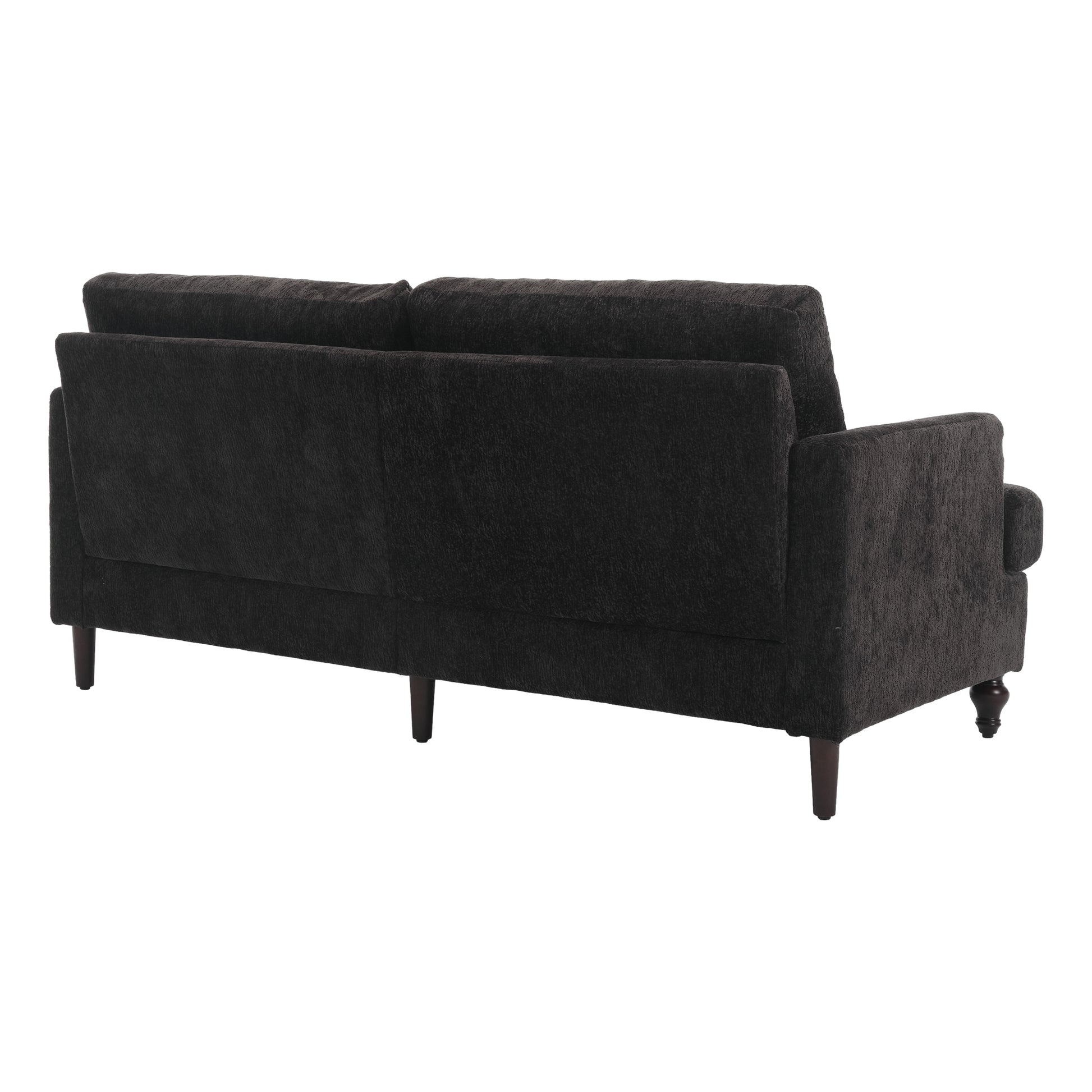 Coolmore Mid Century Modern Chenille Fabric Loveseat Sofa, 2 Seat Upholstered Loveseat Sofa Modern Couch For Living Room,Brown Wood Feet Sofa For Bedroom, Reading Black Chenille Black Chenille 2 Seat