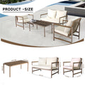 4 Pieces Patio Furniture Set, Pe Rattan Wicker 4 Pcs Outdoor Sofa Set W Washable Cushion And Tempered Glass Tabletop, Conversation Furniture For Garden Poolside Balcony Yes Complete Patio Set White Natural Garden & Outdoor Artsy Complete Patio Sets