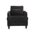 Coolmore Wood Frame Armchair, Modern Accent Chair Lounge Chair For Living Room,Tufted Club Chair, Mid Century Modern Arm Chairs With Studded, Solid Wood Frame, For Bedroom, Reading Black Chenille Black Chenille