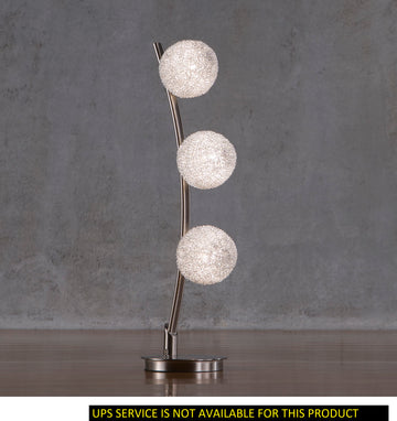 Modern Home Decor Table Light 1Pc Curved Stand Satin Nickel Finish Bedroom Living Room, 3 Wire Wrapped Balls Nickel Table&Floor Lamps Luxury,Modern,Ultra Modern Metal