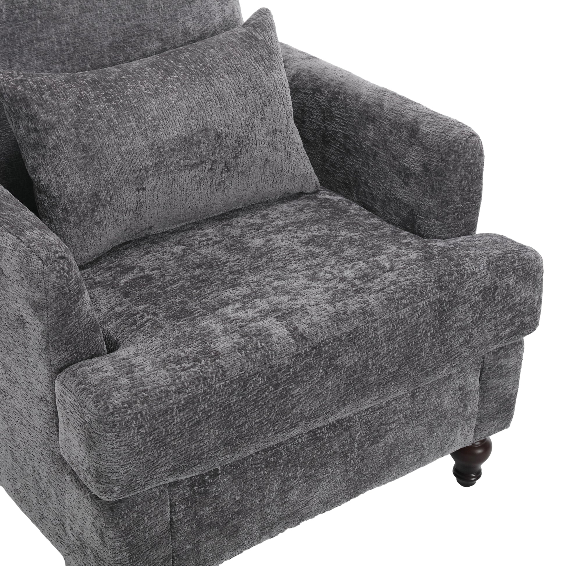 Coolmore Wood Frame Armchair, Modern Accent Chair Lounge Chair For Living Room,Tufted Club Chair, Mid Century Modern Arm Chairs With Studded, Solid Wood Frame, For Bedroom, Reading Gray Chenille Gray Chenille 1 Seat