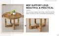 A Modern And Practical Circular Dining Table. Made Of Mdf Tabletop And Wooden Mdf Table Legs. A Set Of 6 Brown Cushioned Chairs.Ct B0501A Natural Wood Mdf
