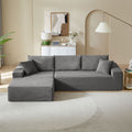 Sectional Couch Corduroy Covers 2 Pcs L Shape Sectional Sofa Couches For Living Room, Bedroom, Salon, 2 Pc Free Combination,Grey. Gray Corduroy 3 Seat