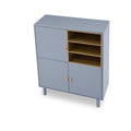 Storage Cabinet With Door, Multifunctional Storage Cabinet, Modern Sideboard Cabinet, Wooden Storage Cabinet, Leather Handle Drawer Cabinet, Home Storage Cabinet, Office Cabinet Blue Solid Wood Mdf