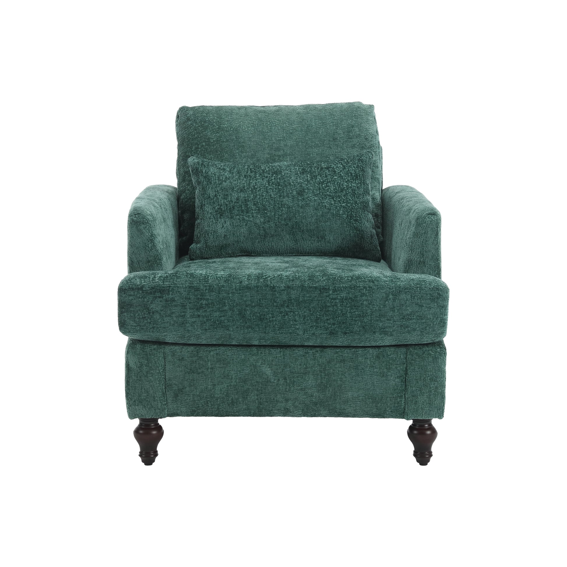 Coolmore Wood Frame Armchair, Modern Accent Chair Lounge Chair For Living Room,Tufted Club Chair, Mid Century Modern Arm Chairs With Studded, Solid Wood Frame, For Bedroom, Reading Emerald Chenille Emerald Modern Chenille 1 Seat