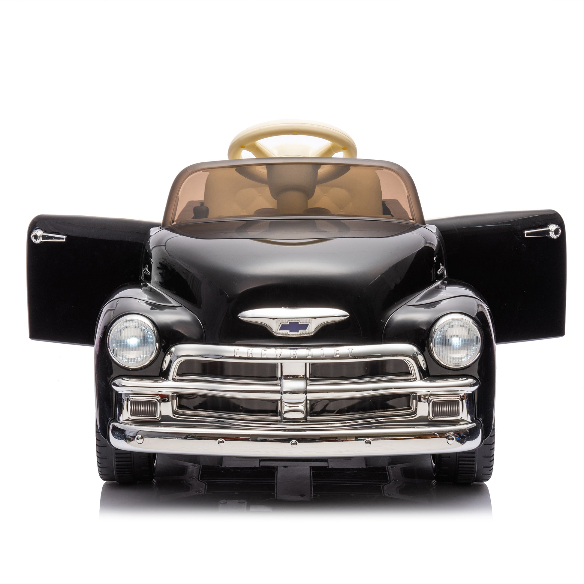 12V Kids Ride On Truck Car W Parents Control, Licensed Chevrolet 3100 Pickup,Electric Car For Kid,Vintage Modeling,3 Speeds,Led Lights,Bluetooth,Usb,High Power Up To 3.11 Mph,Age 3 Black Polypropylene