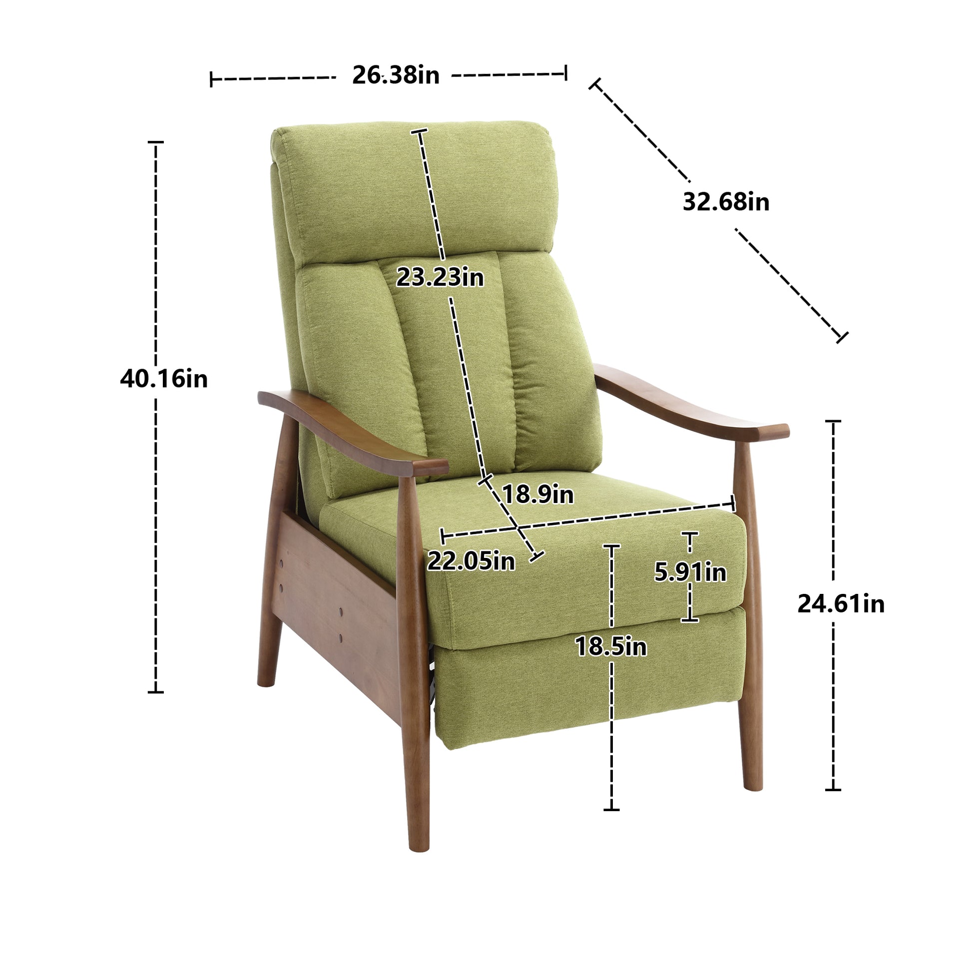 Coolmore Wood Frame Armchair, Modern Accent Chair Lounge Chair For Living Room Olive Green Linen