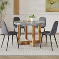 A Modern And Practical Circular Dining Table. Made Of Mdf Tabletop And Wooden Mdf Table Legs. A Set Of 4 Cushioned Chairs.Ct 403B0501A Grey Mdf