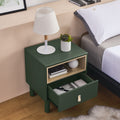 Single Drawer Bedside Table, Modern Style Bedside Table, Wooden Bedside Table, Bedside Table With Drawer, Side Table With Drawer, Compact Bedside Table, Nordic Style Bedside Table Green Solid Wood