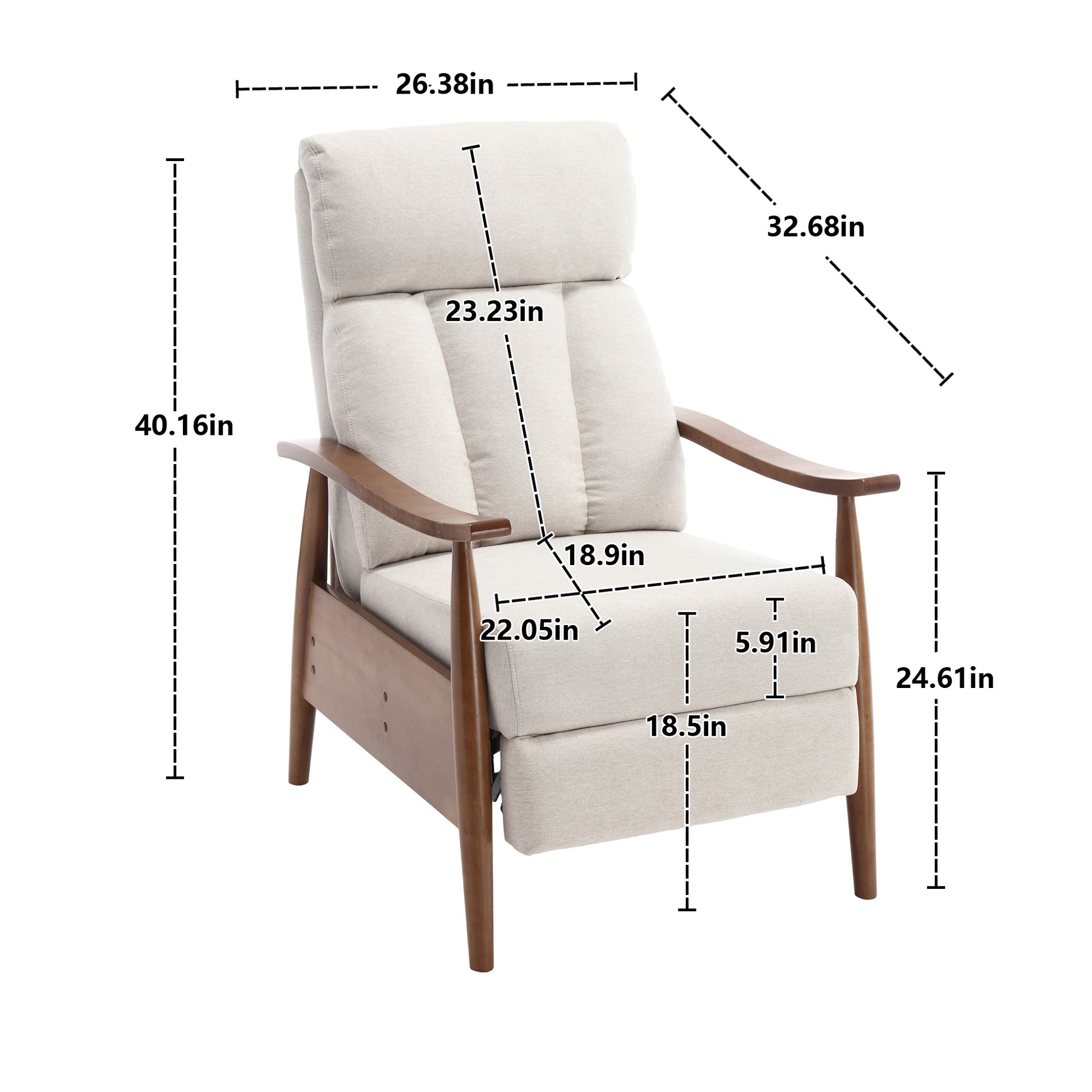 Coolmore Wood Frame Armchair, Modern Accent Chair Lounge Chair For Living Room Beige Linen