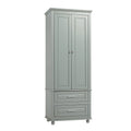 Tall Storage Cabinet With Two Drawers For Bathroom Office, Grey Grey Mdf